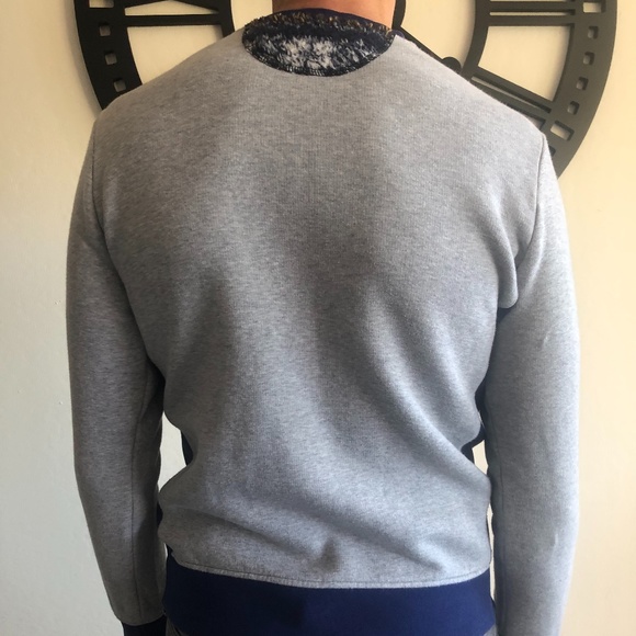 Raf By Raf Simons Geometric navy inserts Gray Sweatshirt Sz XS - Picture 2 of 7